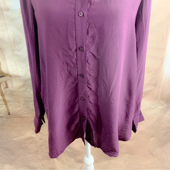 NEW Eileen Fisher Purple Silk Button Down - Picture 8 of 13